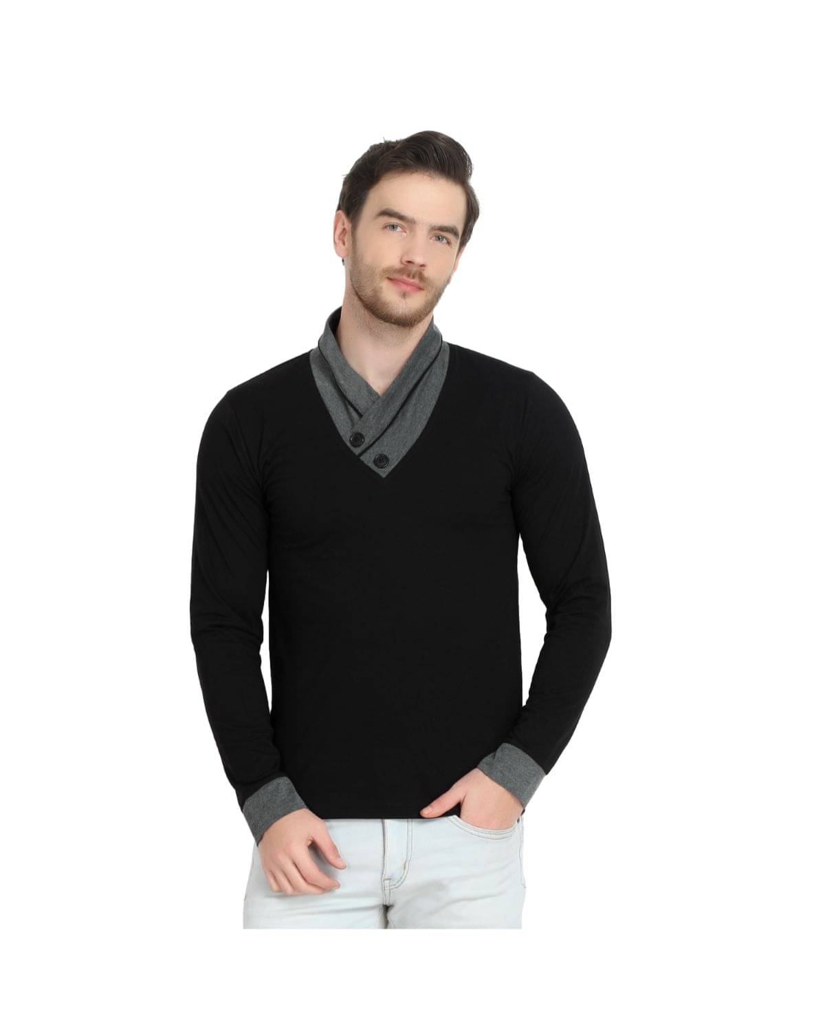     			Glito Pack of 1 Cotton Blend Regular Fit Men's T-Shirt ( Black )