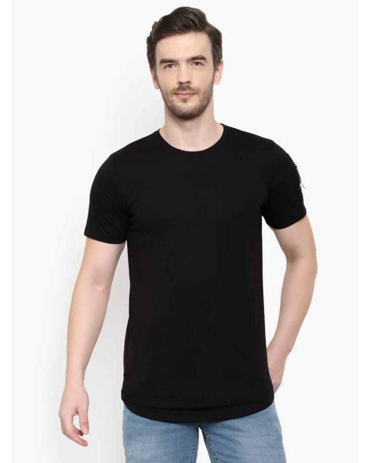 Glito Pack of 1 Cotton Blend Regular Fit Men's T-Shirt ( Black ) Glito Pack of 1 Cotton Blend Regular Fit Men's T-Shirt ( Black )