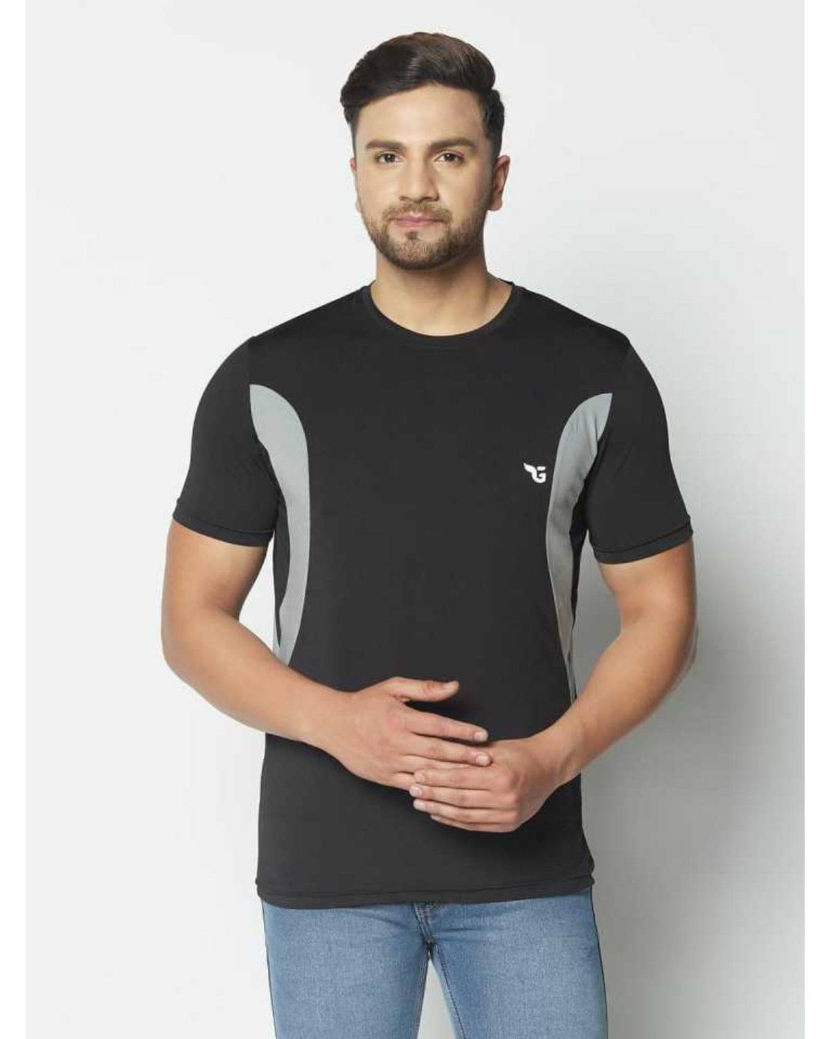     			Glito Pack of 1 Polyester Regular Fit Men's T-Shirt ( Black )