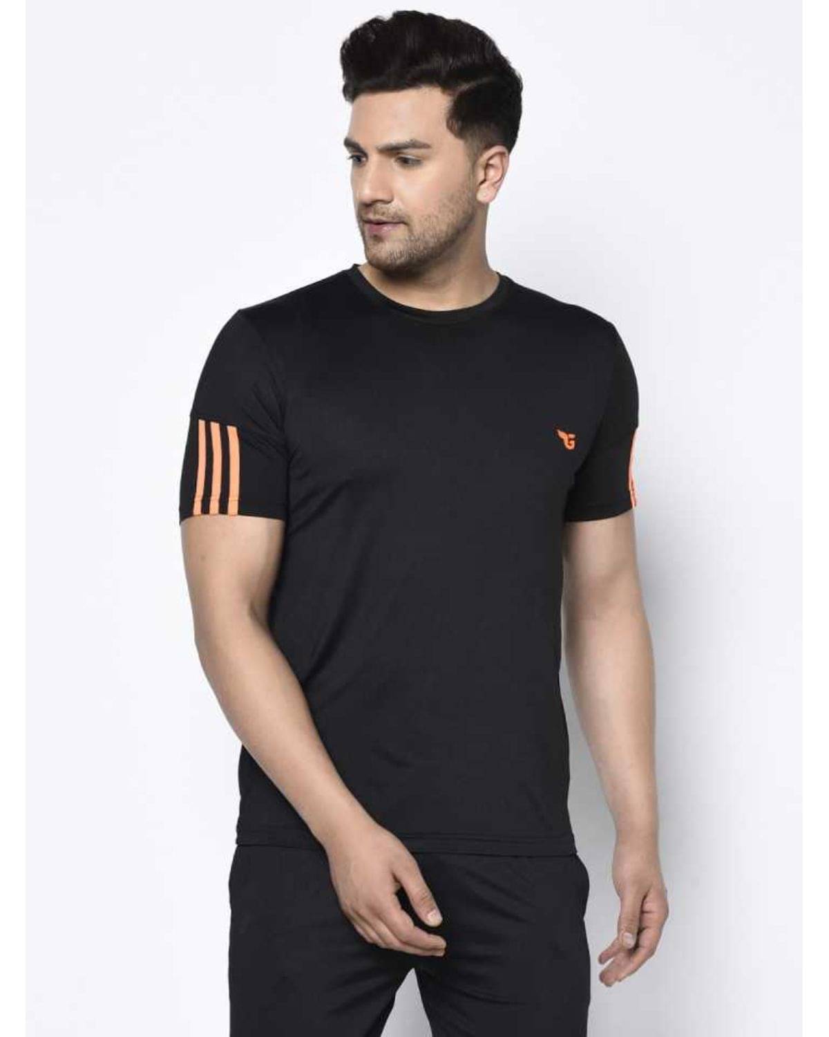 Glito Pack of 1 Polyester Regular Fit Men's T-Shirt ( Black ) Glito Pack of 1 Polyester Regular Fit Men's T-Shirt ( Black )