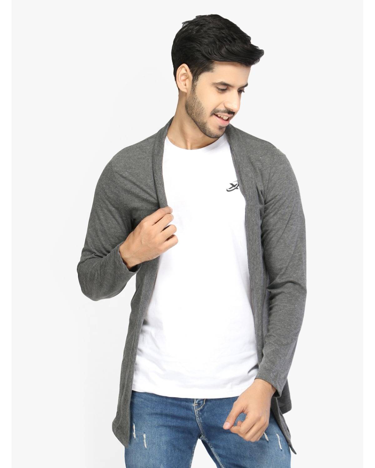     			Glito - Charcoal Cotton Blend Men's Cardigan Sweater ( Pack of 1 )