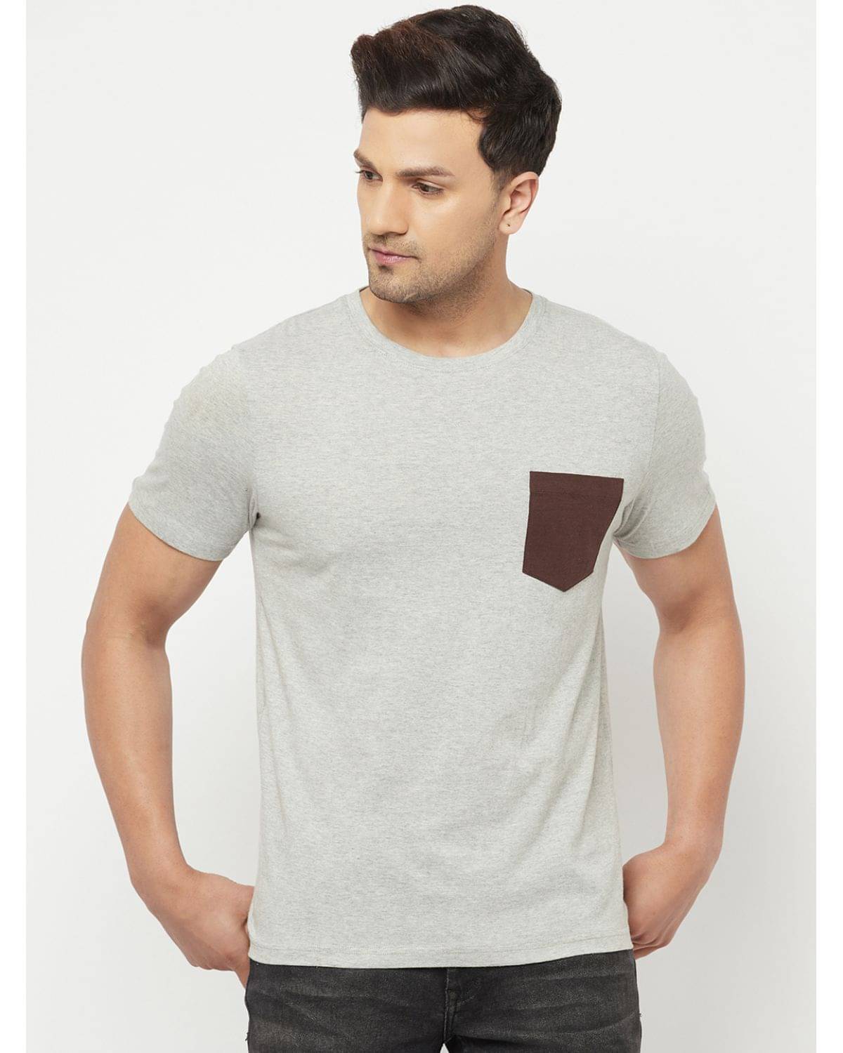 Glito Pack of 1 Cotton Blend Regular Fit Men's T-Shirt ( Grey ) Glito Pack of 1 Cotton Blend Regular Fit Men's T-Shirt ( Grey )