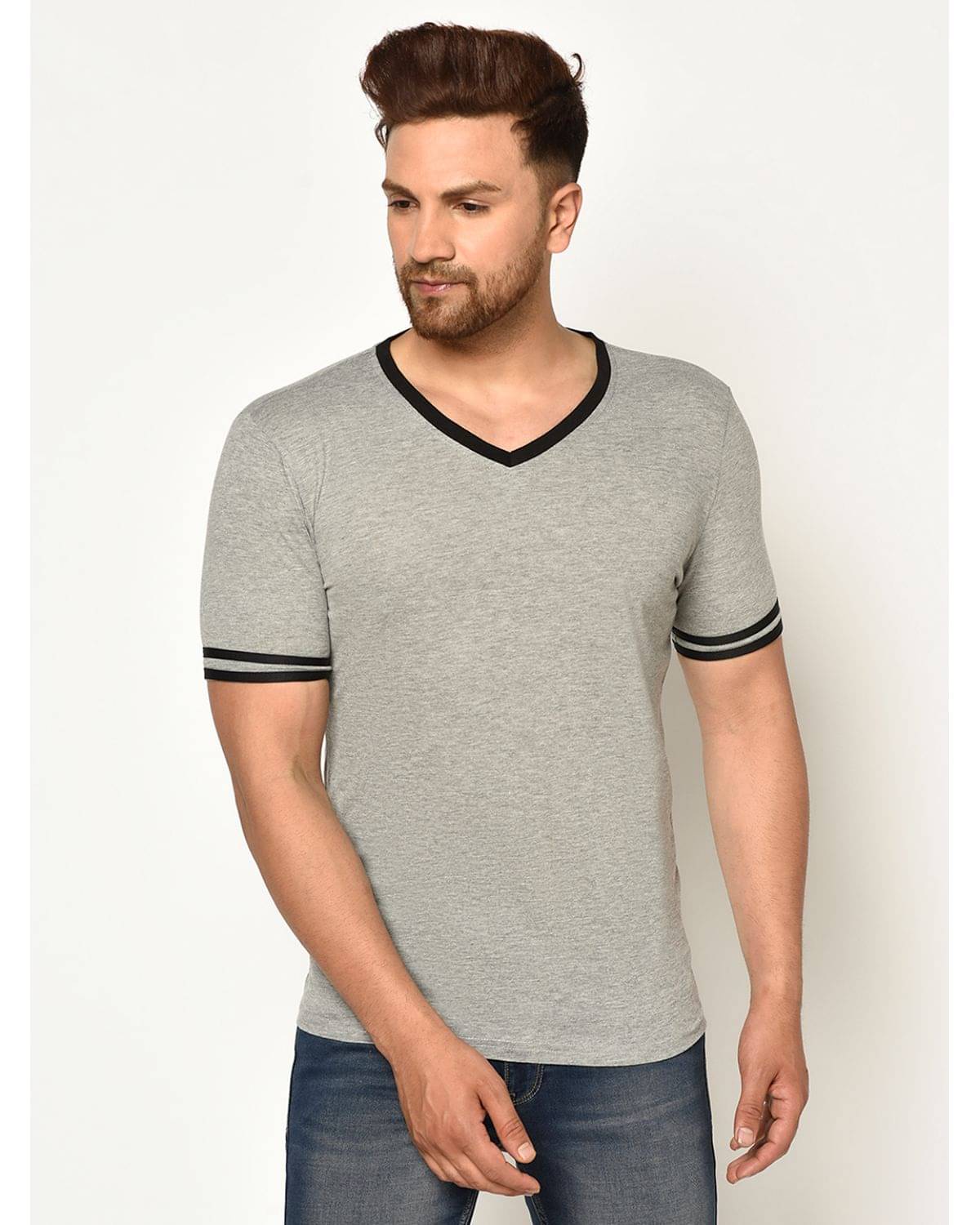     			Glito Pack of 1 Cotton Blend Regular Fit Men's T-Shirt ( Grey )
