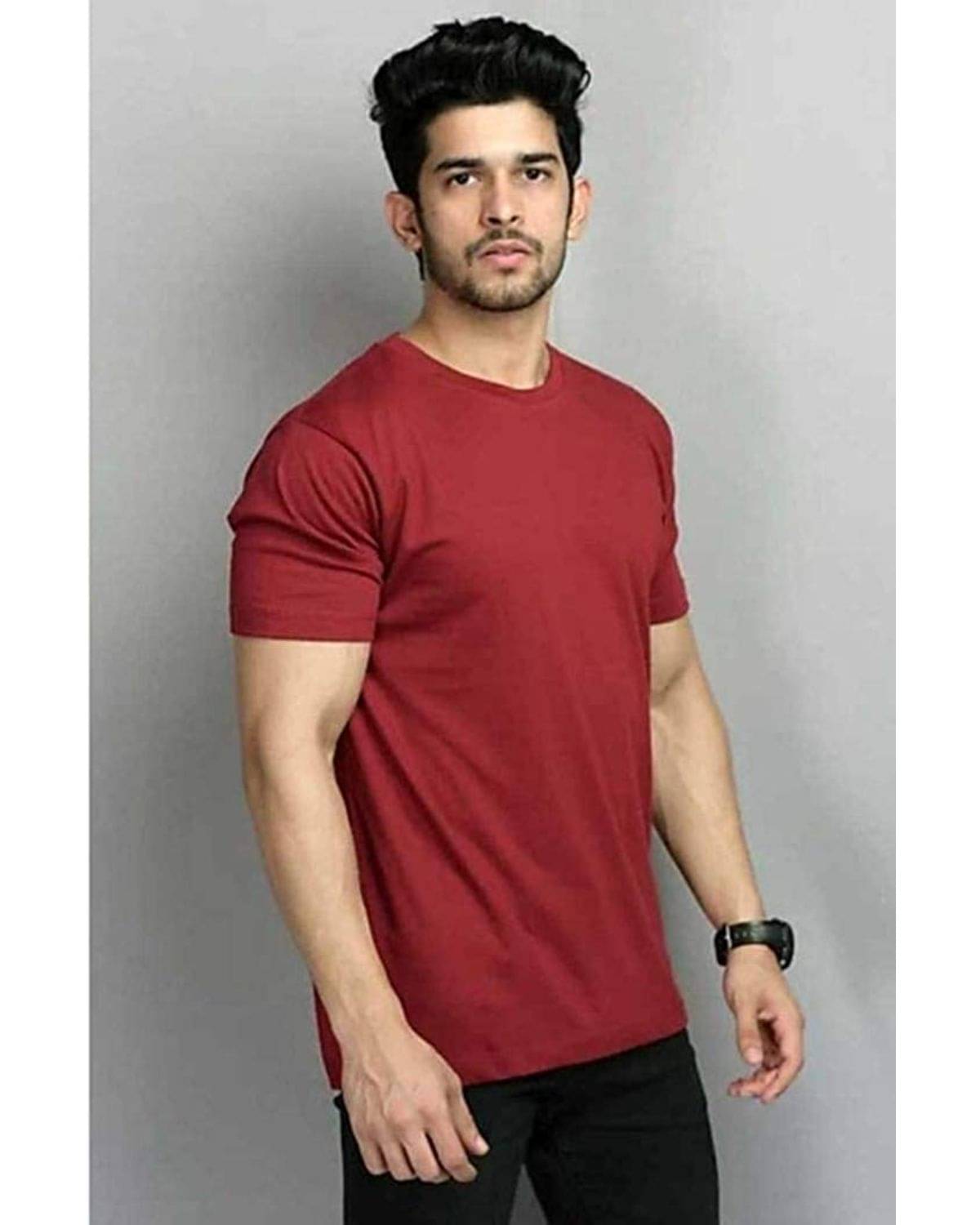     			Glito Pack of 1 Cotton Blend Regular Fit Men's T-Shirt ( Maroon )