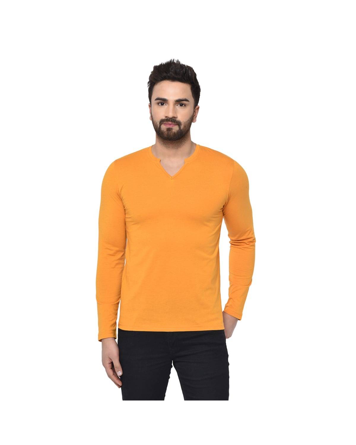 Glito Pack of 1 Cotton Blend Regular Fit Men's T-Shirt ( Mustard )     			Glito Pack of 1 Cotton Blend Regular Fit Men's T-Shirt ( Mustard )
