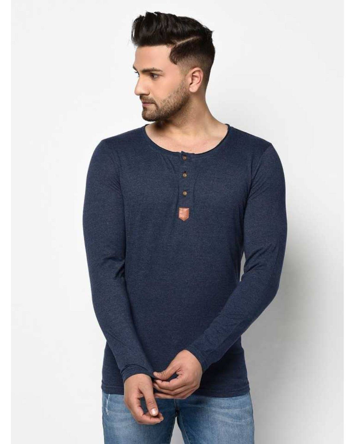 Glito Pack of 1 Cotton Blend Regular Fit Men's T-Shirt ( Navy ) Glito Pack of 1 Cotton Blend Regular Fit Men's T-Shirt ( Navy )