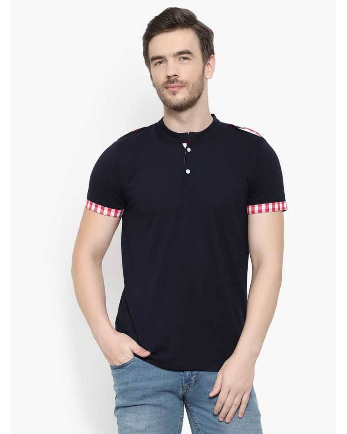     			Glito Pack of 1 Cotton Blend Regular Fit Men's T-Shirt ( Navy )