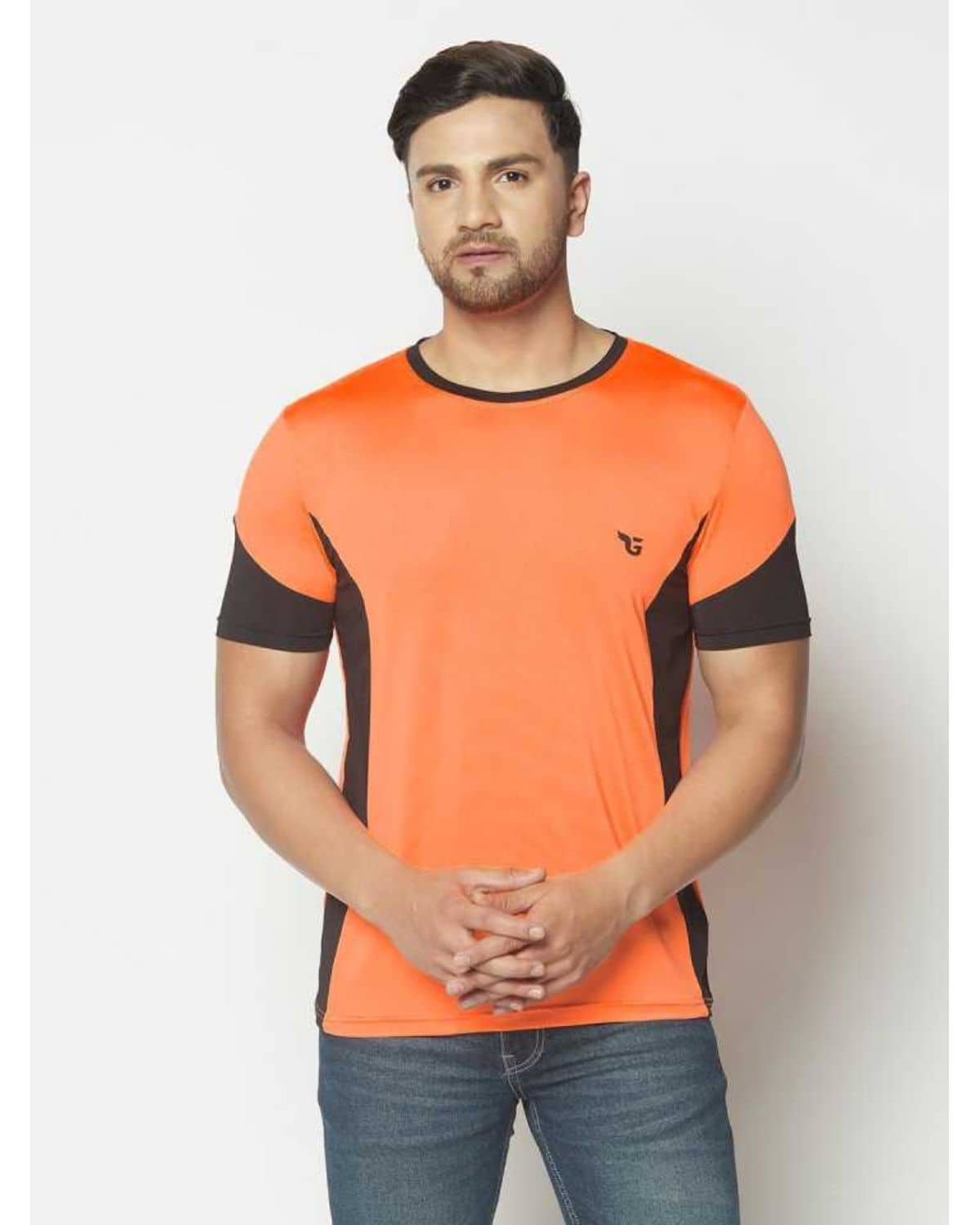 Glito Pack of 1 Polyester Regular Fit Men's T-Shirt ( Orange )