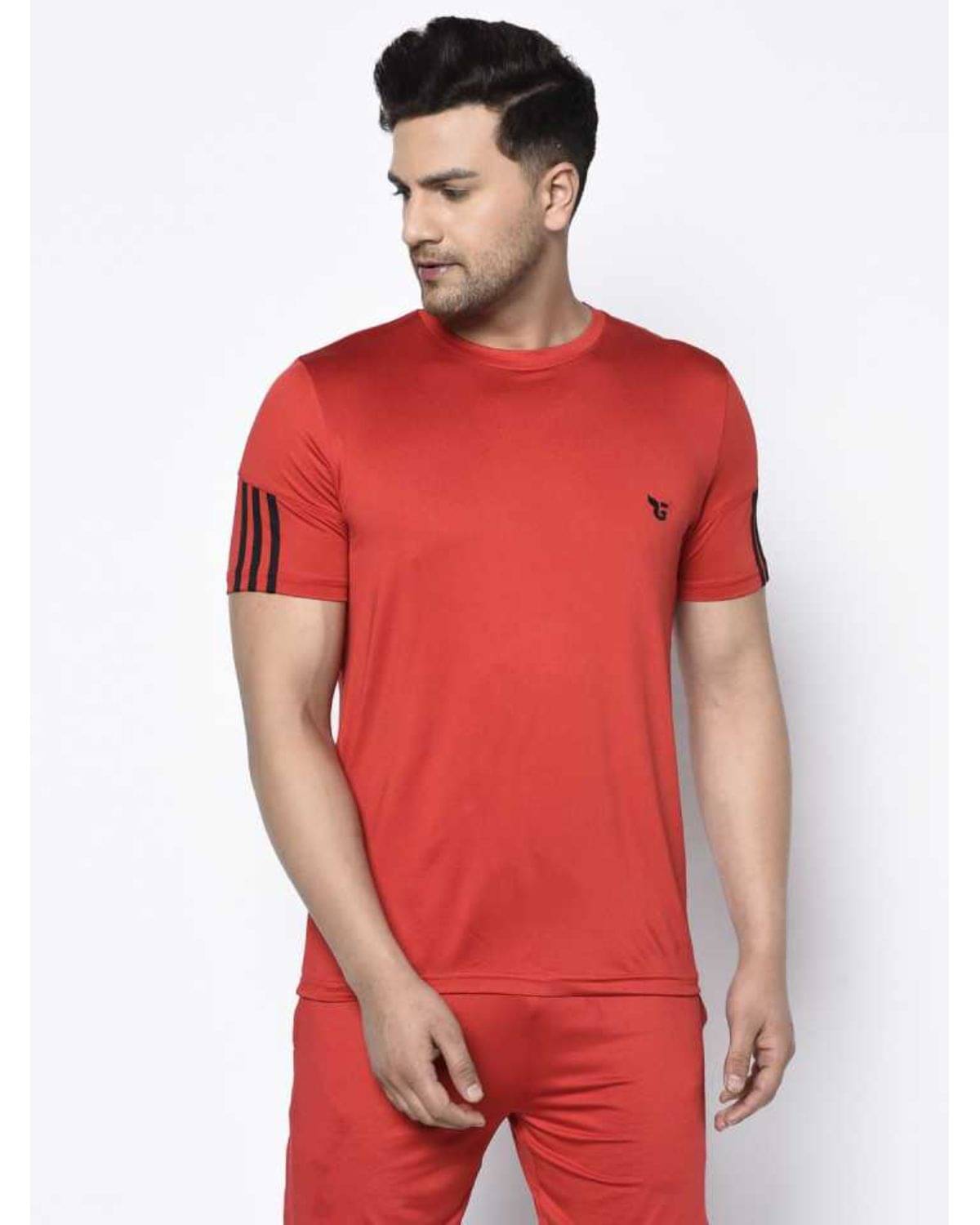 Glito Pack of 1 Polyester Regular Fit Men's T-Shirt ( Red ) Glito Pack of 1 Polyester Regular Fit Men's T-Shirt ( Red )