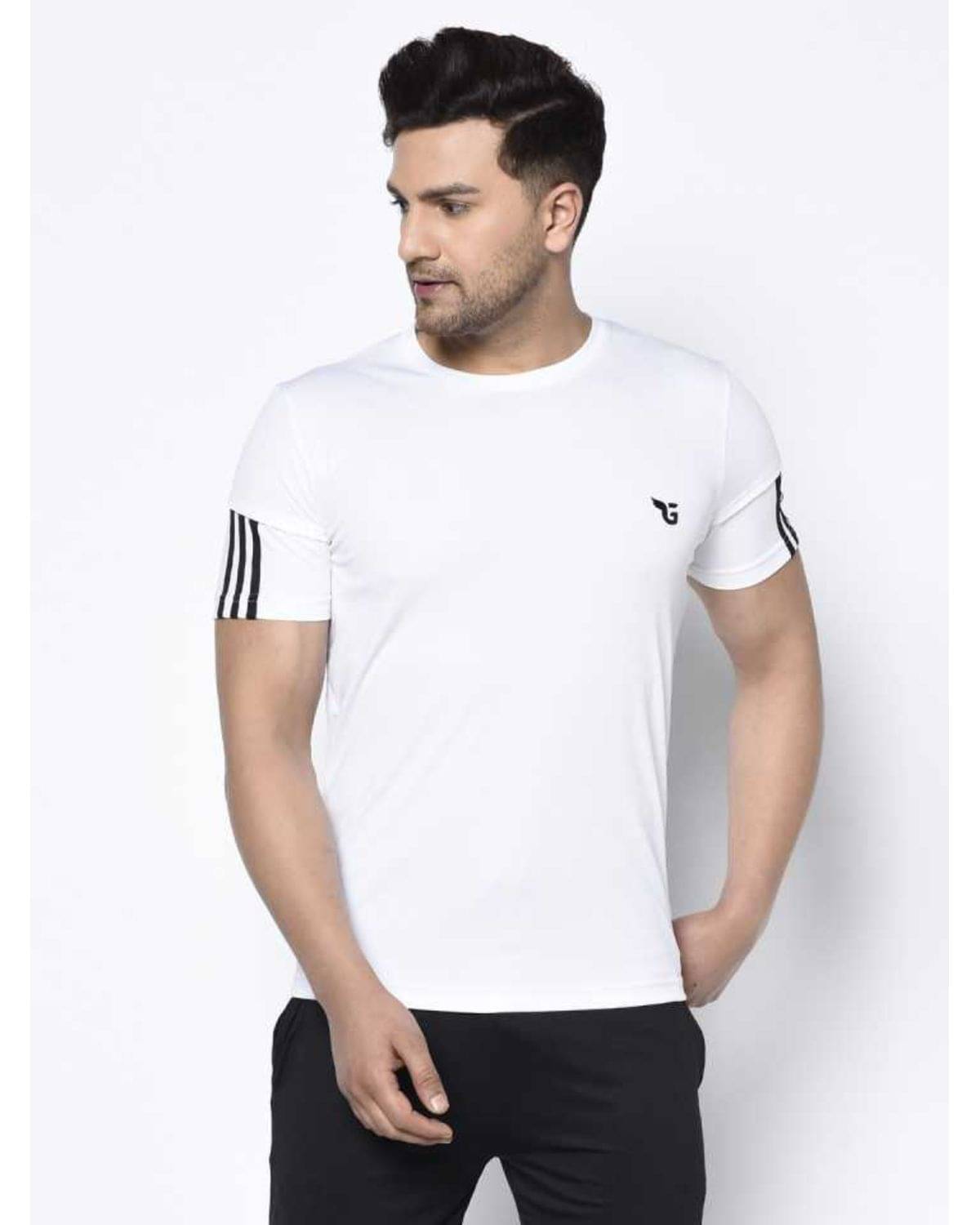     			Glito Pack of 1 Polyester Regular Fit Men's T-Shirt ( White )