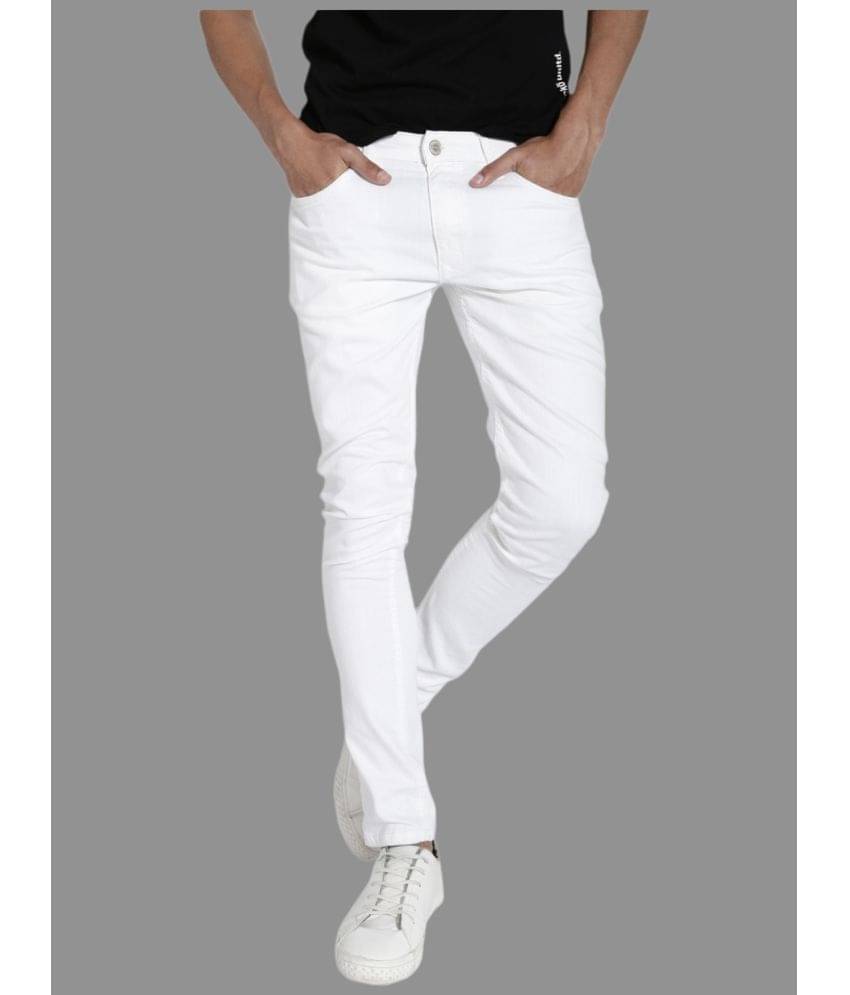 HALOGEN - White Cotton Blend Skinny Fit Men's Jeans ( Pack of 1 )     			HALOGEN - White Cotton Blend Skinny Fit Men's Jeans ( Pack of 1 )