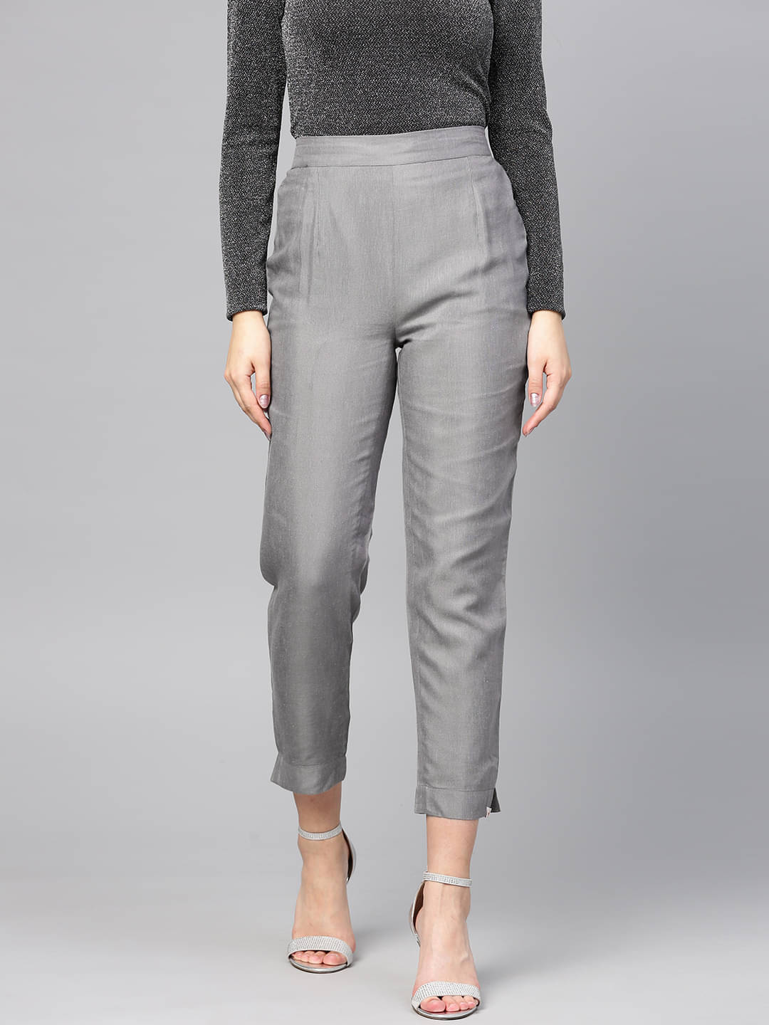     			Juniper - Grey Rayon Slim Women's Casual Pants ( Pack of 1 )