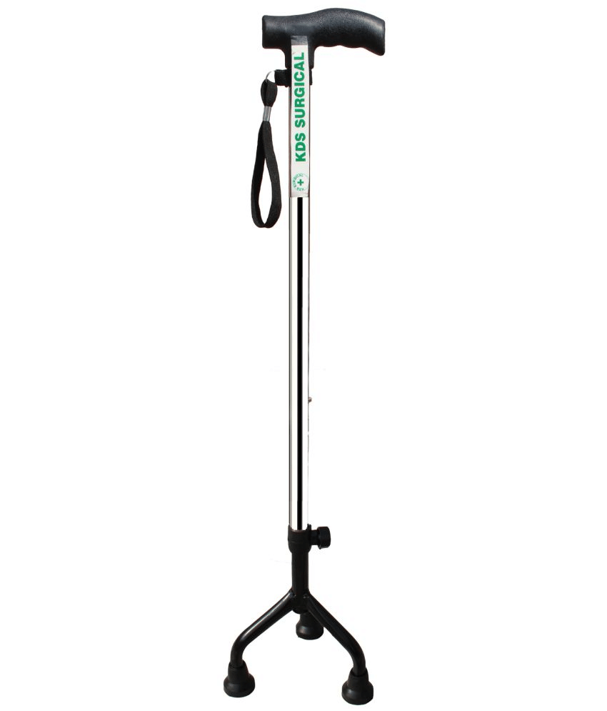     			KDS SURGICAL 3 Leg Black Base Height Adjustable Hand Support Steel Walking Sticks