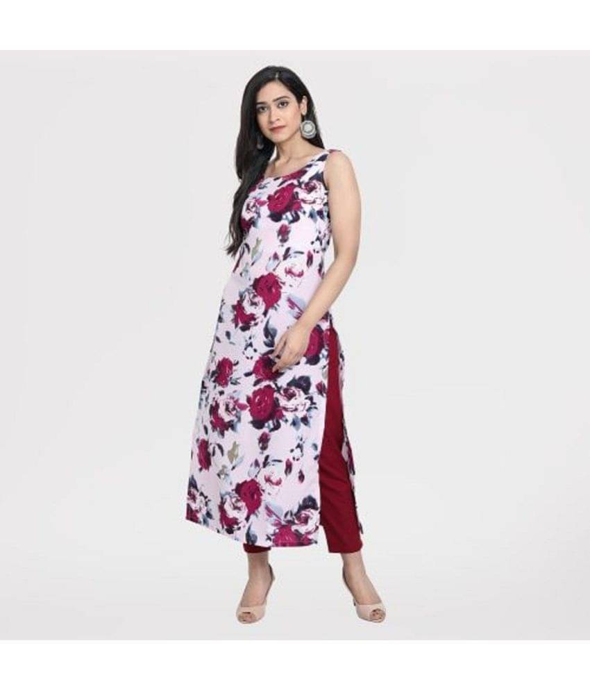     			NOWT - Pink Crepe Women's Straight Kurti ( Pack of 1 )
