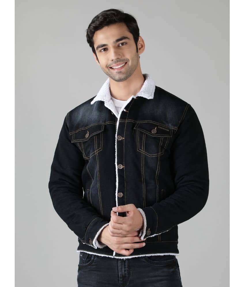 NUEVOSPORTA Fleece Men's Denim Jacket - Dark Grey ( Pack of 1 ) - Jackets & Coats | Buy online on ZillyBuy