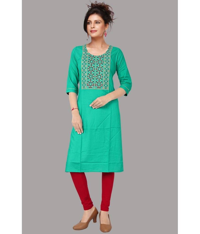     			Tazurba - Turquoise Rayon Women's Straight Kurti ( Pack of 1 )