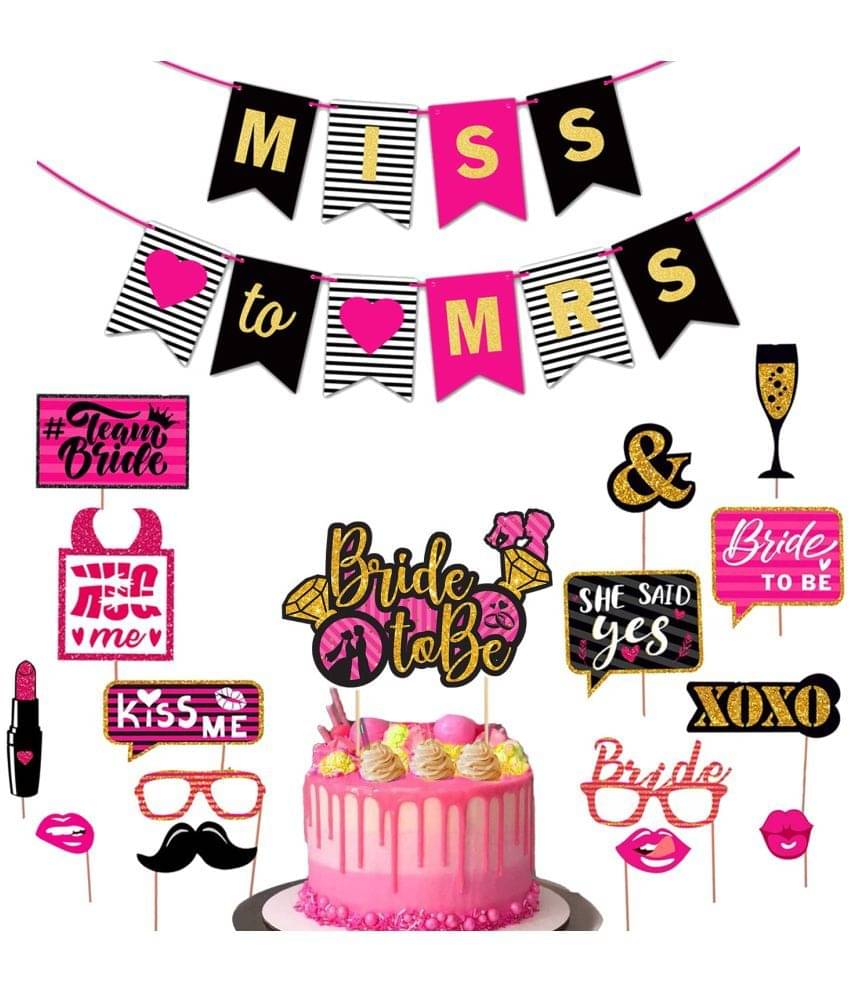     			Zyozi  Miss to Mrs Banner Bunting, Decoration and Photo Prop for Bridal Shower, Bachelorette Party, & Wedding Party