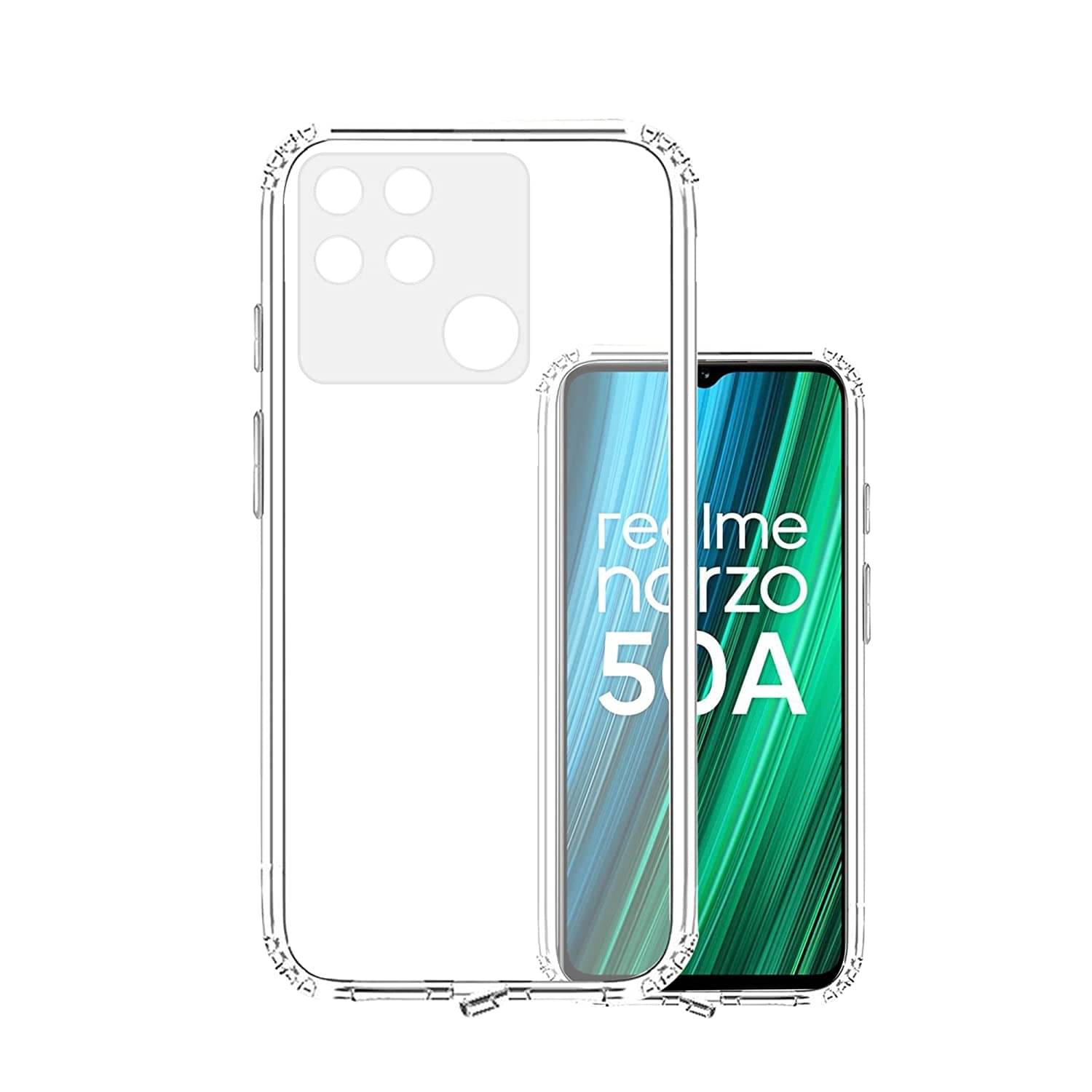     			case v - Transparent Silicon Silicon Soft cases Compatible For realme narzo 50A ( Pack of 1 )