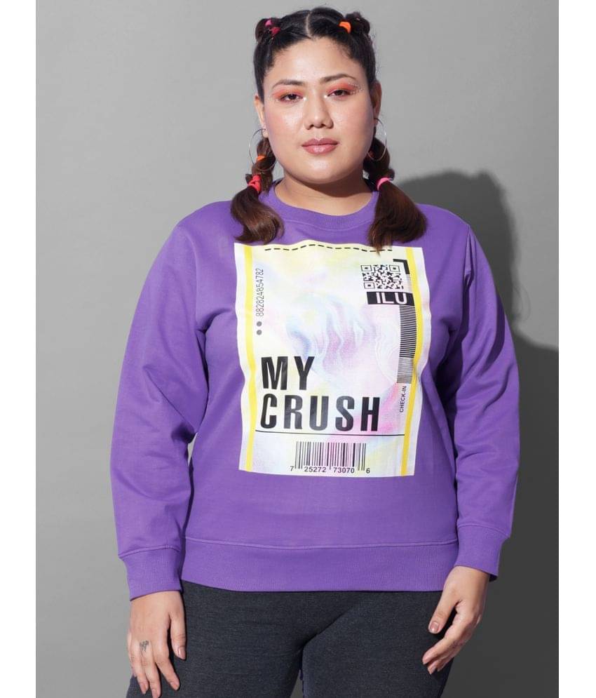     			BEYOUND SIZE - THE DRY STATE Fleece Purple Non Hooded Sweatshirt
