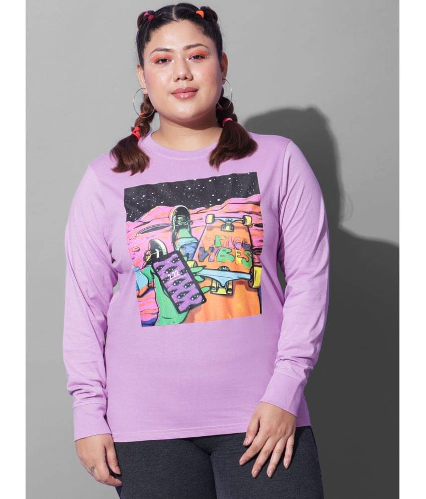     			BEYOUND SIZE - THE DRY STATE Women Cotton Printed Regular Fit Round Neck T-Shirt ( Purple )