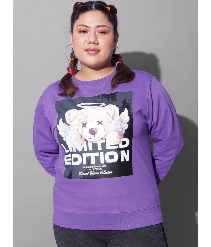 BEYOUND SIZE - THE DRY STATE Fleece Purple Non Hooded Sweatshirt BEYOUND SIZE - THE DRY STATE Fleece Purple Non Hooded Sweatshirt