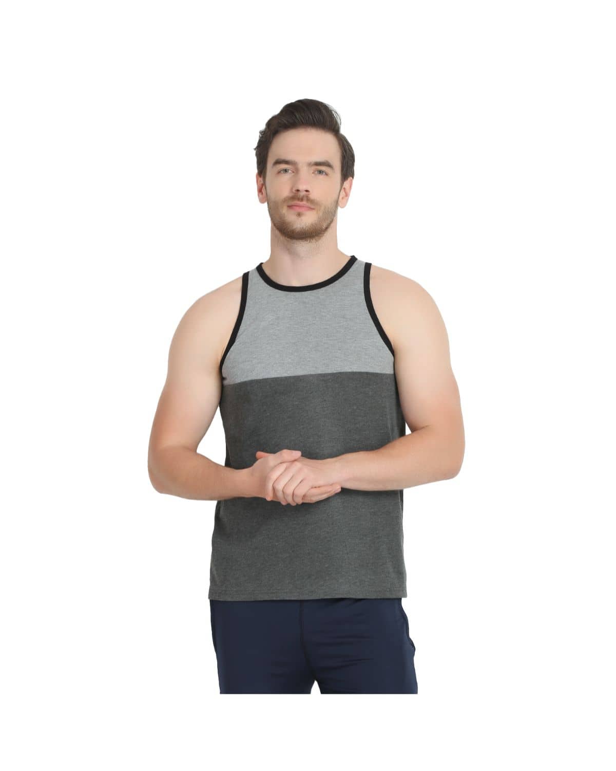 Glito Pack of 1 Cotton Blend Gym Vest For Men ( Light Grey )