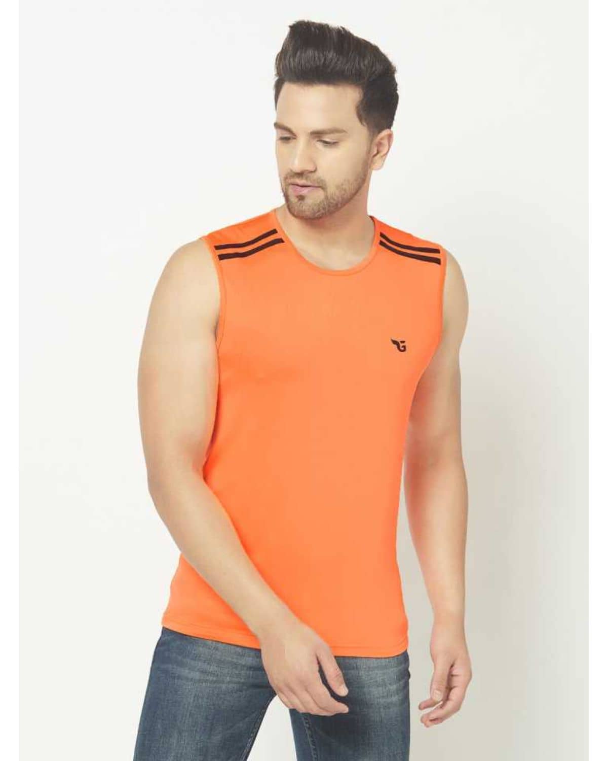 Glito Pack of 1 Polyester Gym Vest For Men ( Orange ) - Nightwear & Loungewear | Buy online on ZillyBuy