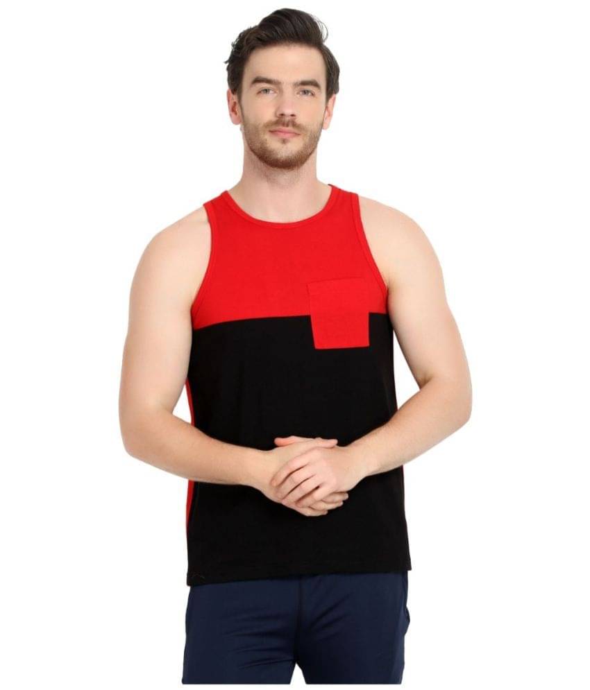     			Glito Pack of 1 Cotton Blend Gym Vest For Men ( Red )