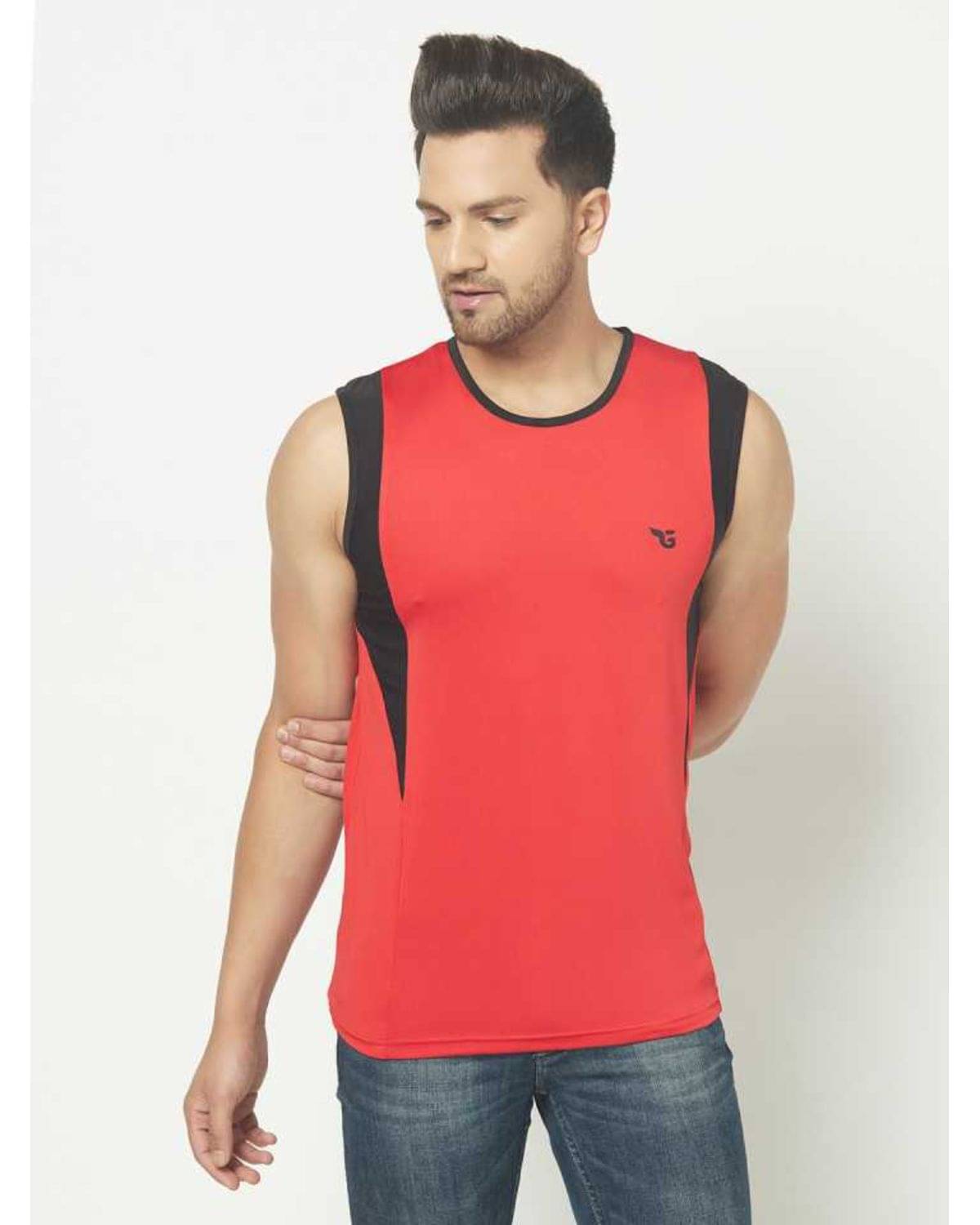 Glito Pack of 1 Polyester Gym Vest For Men ( Red ) Glito Pack of 1 Polyester Gym Vest For Men ( Red )