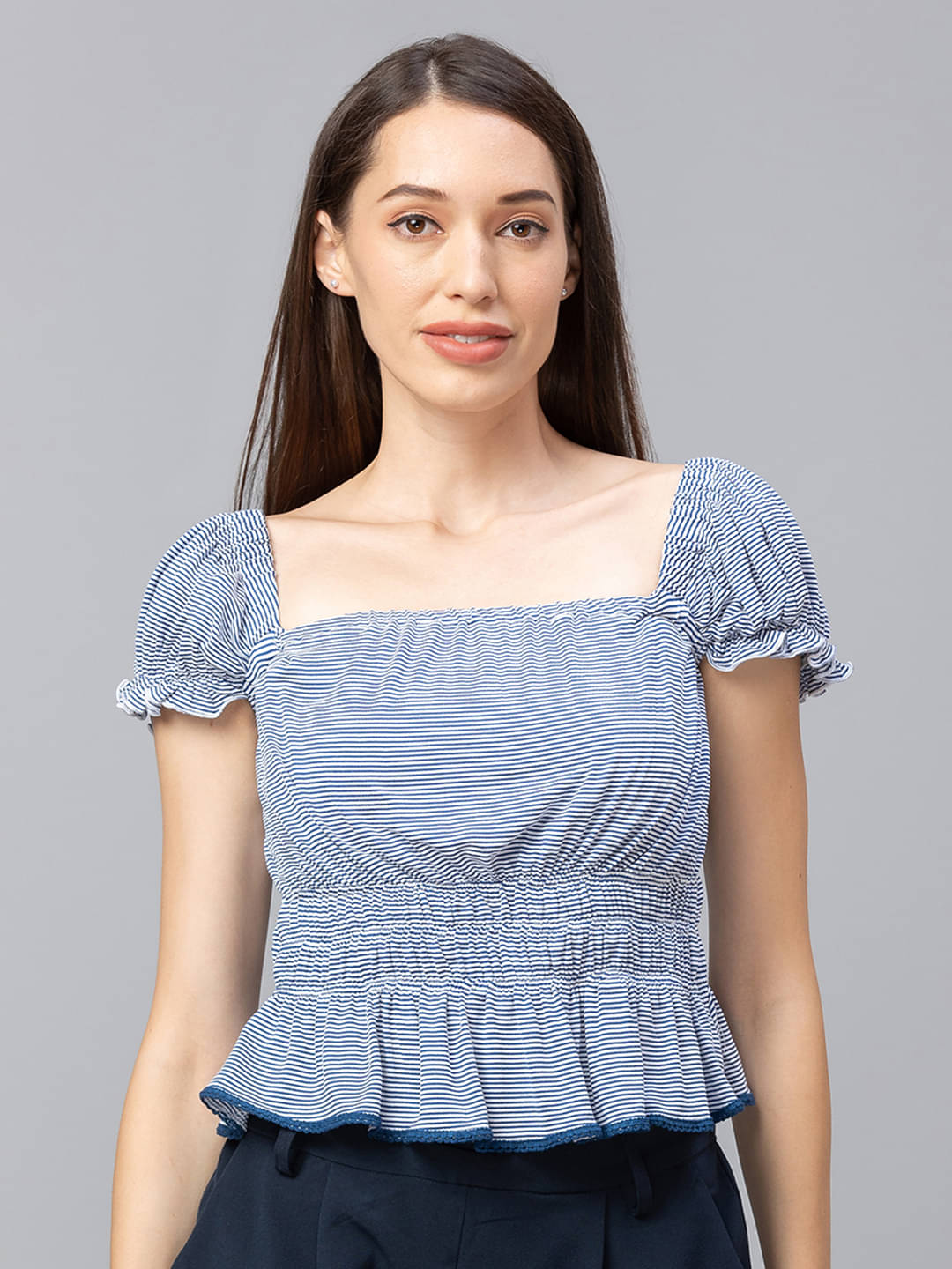     			Globus - Blue Viscose Women's Empire Top ( Pack of 1 )