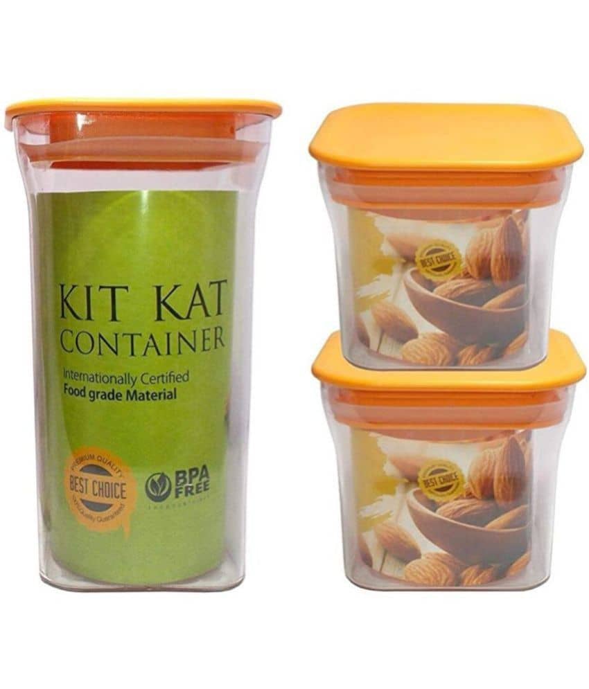 iview kitchenware - Polyproplene Orange Food Container ( Set of 3 - 1100 )