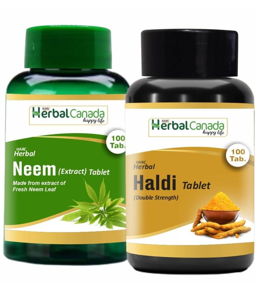 Herbal Canada Neem (100Tab) + Haldi (100Tab) Tablet 200 No.S Pack of 2 Herbal Canada Neem (100Tab) + Haldi (100Tab) Tablet 200 No.S Pack of 2