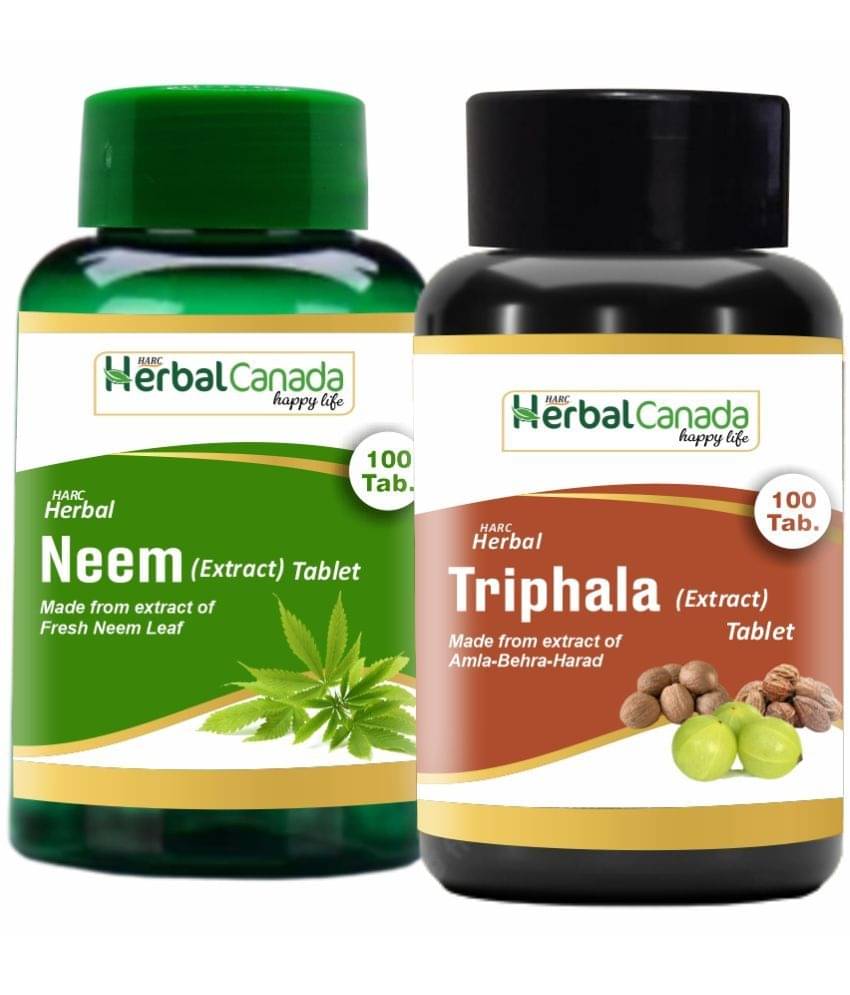 Herbal Canada Neem (100Tab) + Triphala (100Tab) Tablet 200 No.S Pack of 2 Herbal Canada Neem (100Tab) + Triphala (100Tab) Tablet 200 No.S Pack of 2