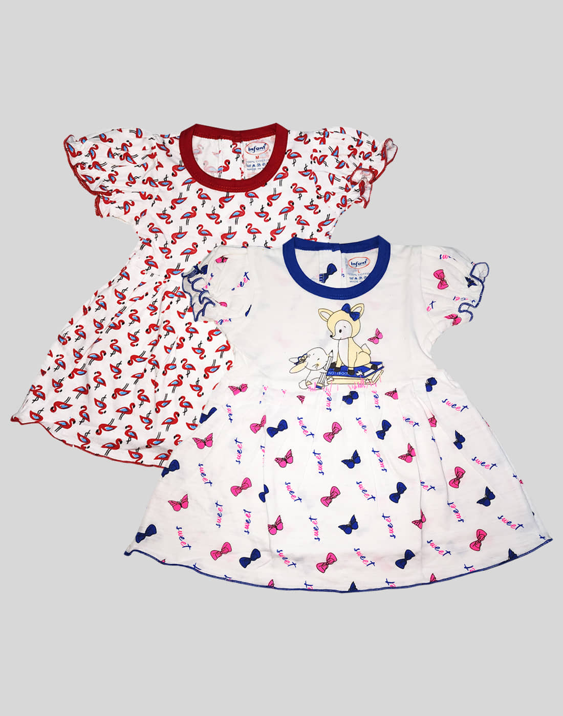 INFANT Pack of 2 Baby Girls Cotton Frock ( Blue & Black )