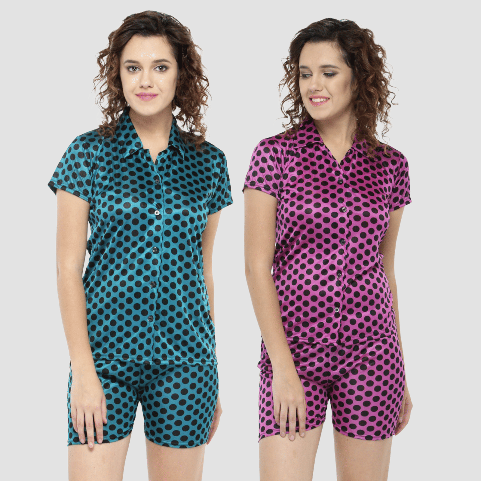     			N-Gal - Multi Color Satin Women's Nightwear Nightsuit Sets ( Pack of 2 )