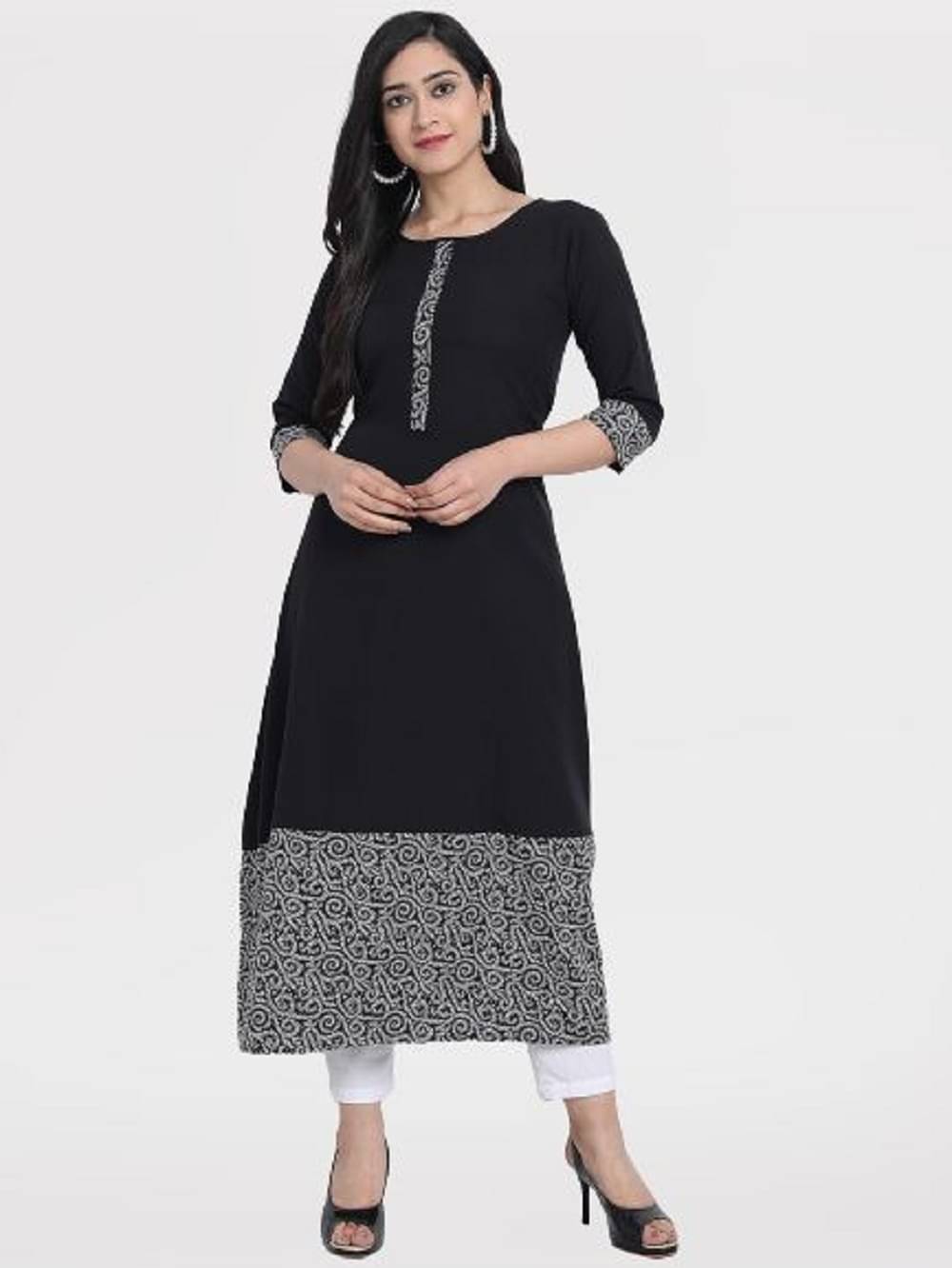     			NOWT - Black Crepe Women's A-line Kurti ( Pack of 1 )