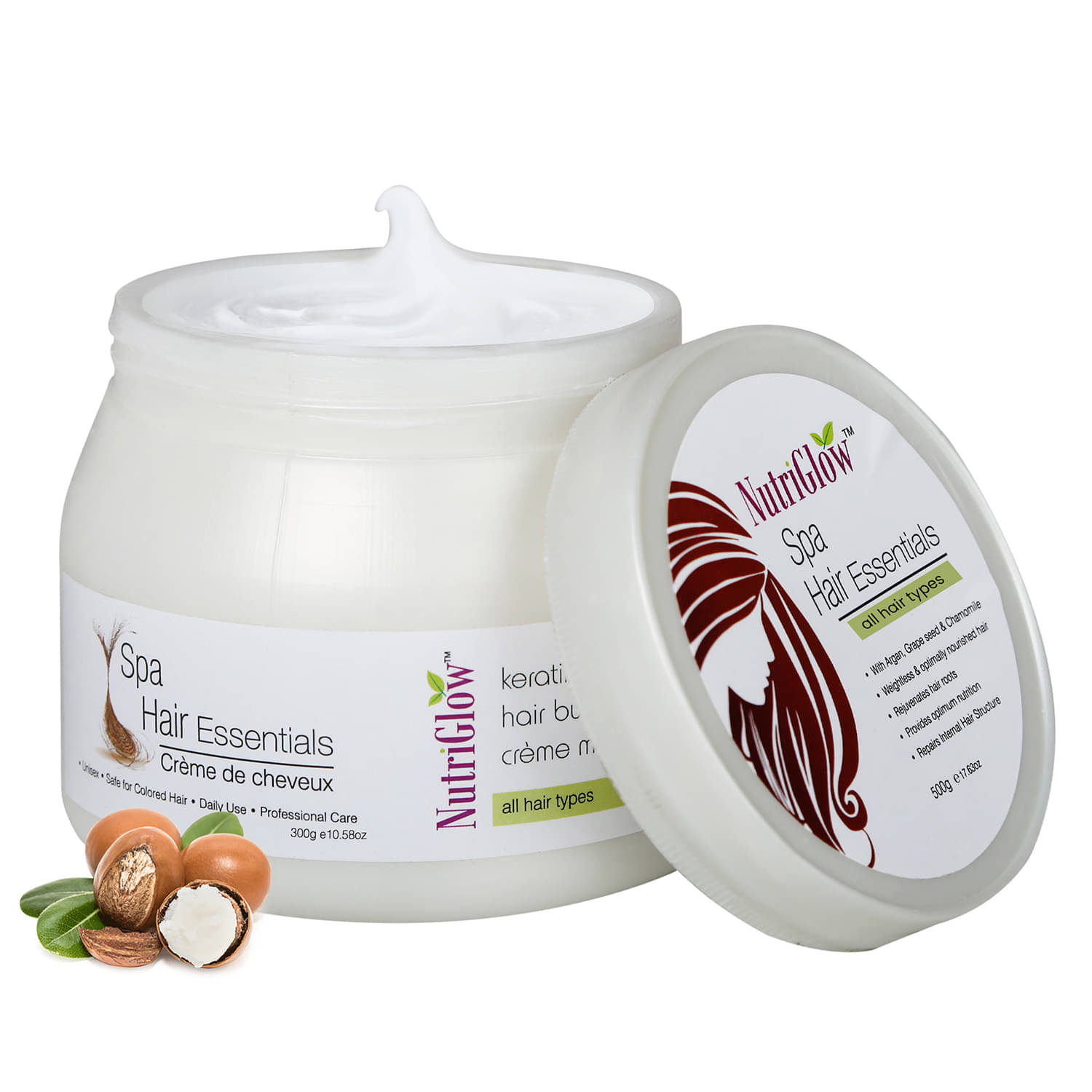 NutriGlow Hair Spa Cream with Keratin Repair Formula for All Hair Types, Professional Care - 300g NutriGlow Hair Spa Cream with Keratin Repair Formula for All Hair Types, Professional Care - 300g