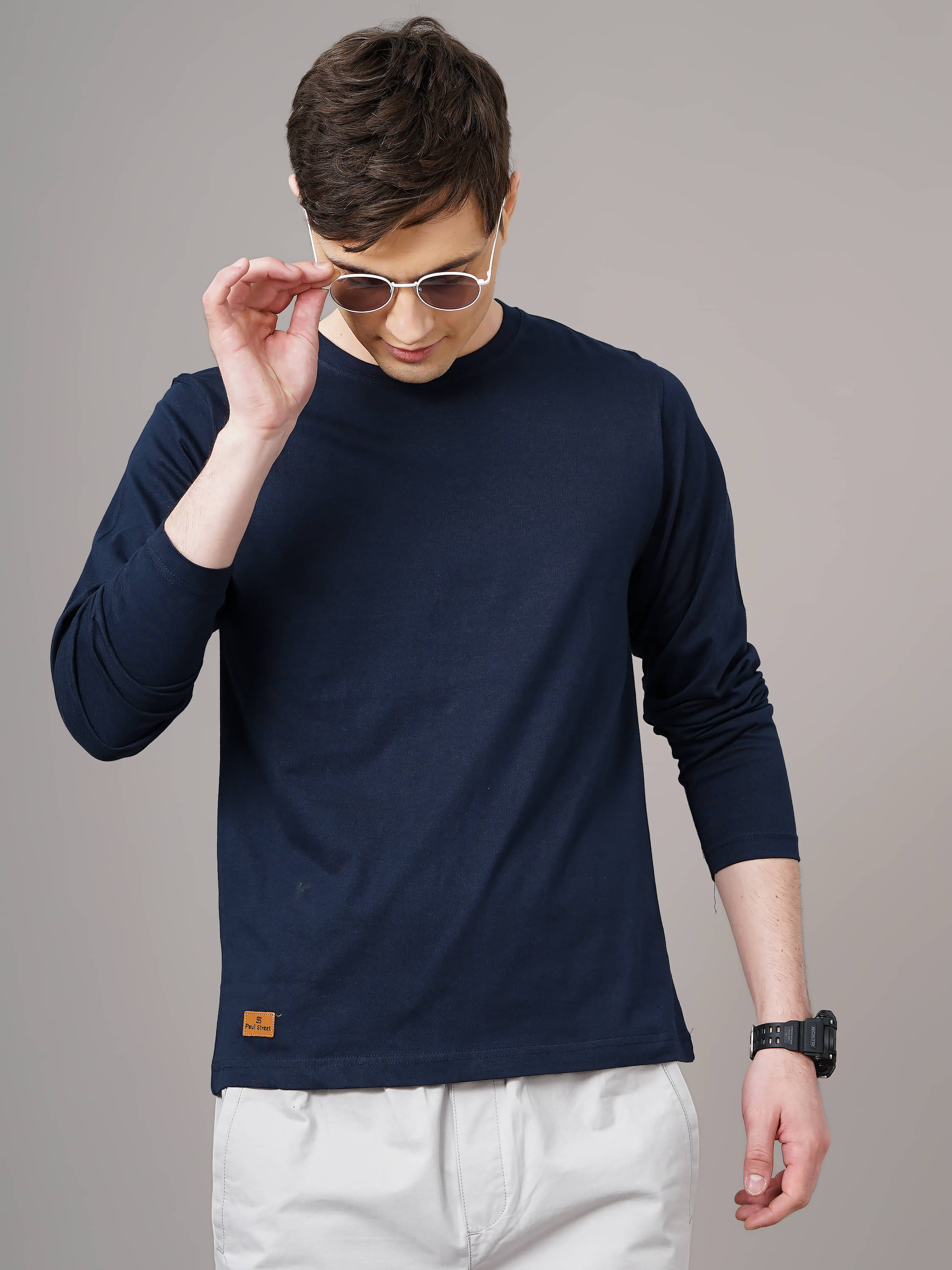 Paul Street Pack of 1 Cotton Blend Slim Fit Men's T-Shirt ( Blue )     			Paul Street Pack of 1 Cotton Blend Slim Fit Men's T-Shirt ( Blue )
