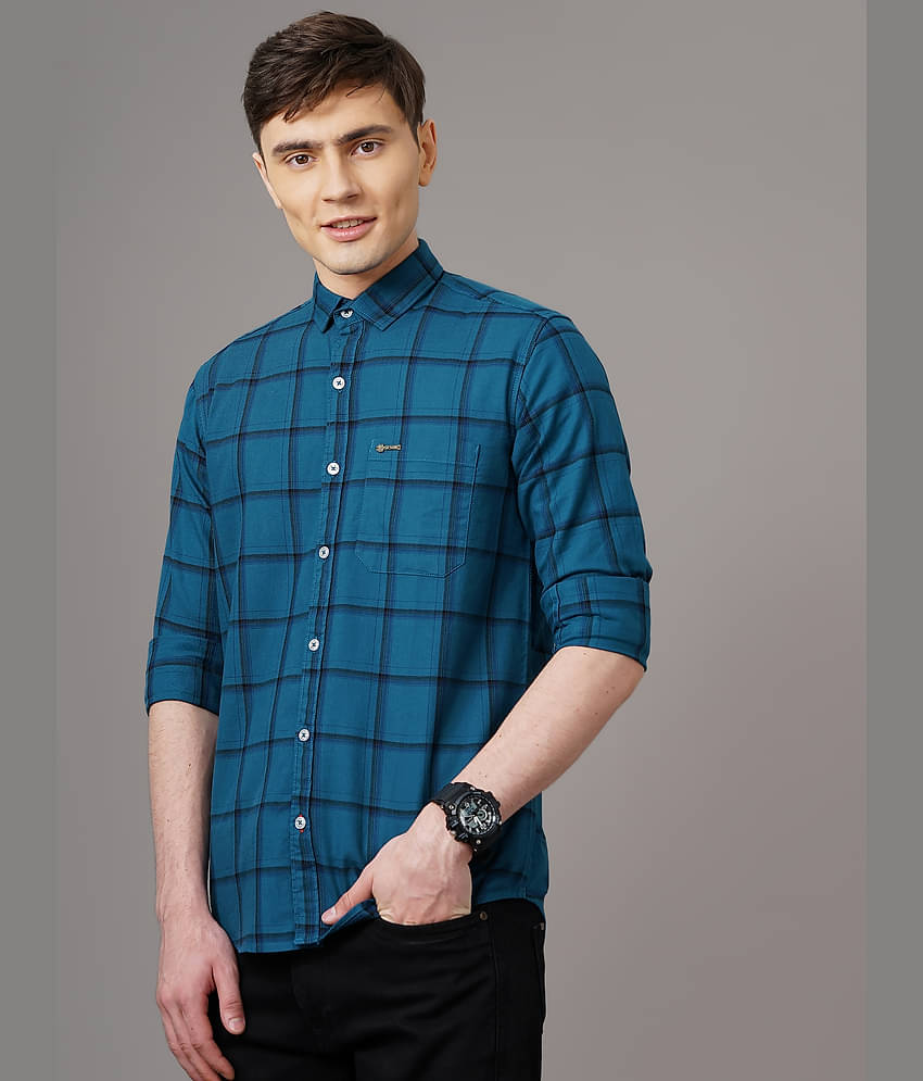 Paul Street - Blue Cotton Blend Slim Fit Men's Casual Shirt ( Pack of 1 )