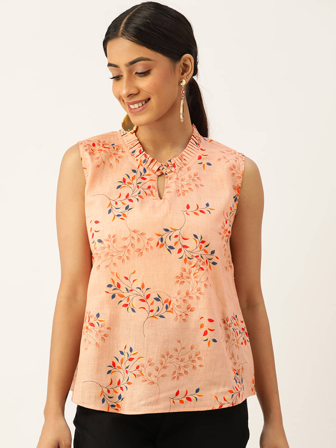 Quinoa Women's Polyester Regular Top ( Peach )     			Quinoa Women's Polyester Regular Top ( Peach )