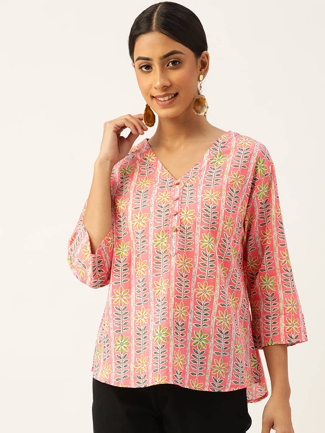     			Quinoa Women's Cotton Blend Regular Top ( Pink )