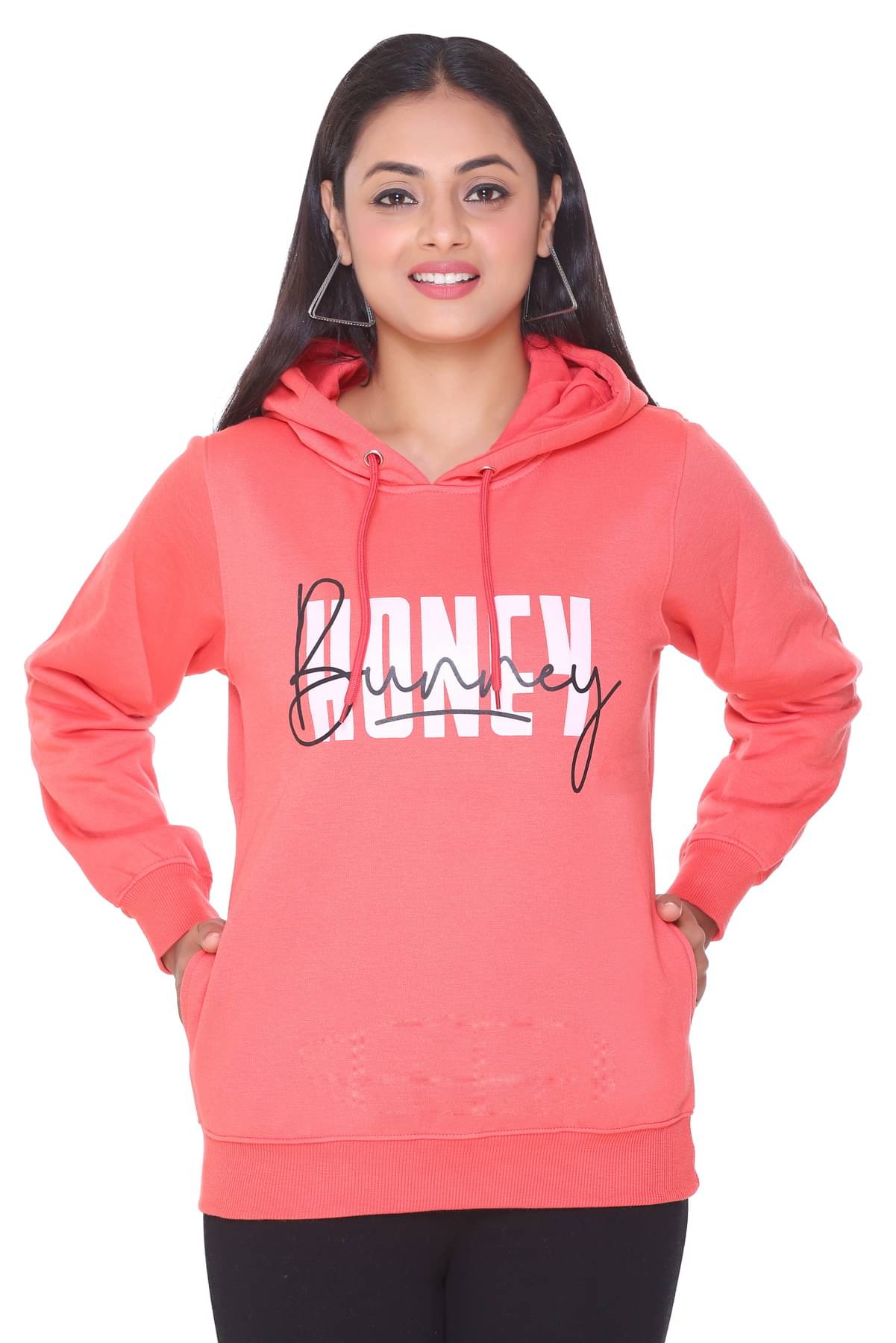 Ree Line Fleece Peach Hooded Sweatshirt Ree Line Fleece Peach Hooded Sweatshirt