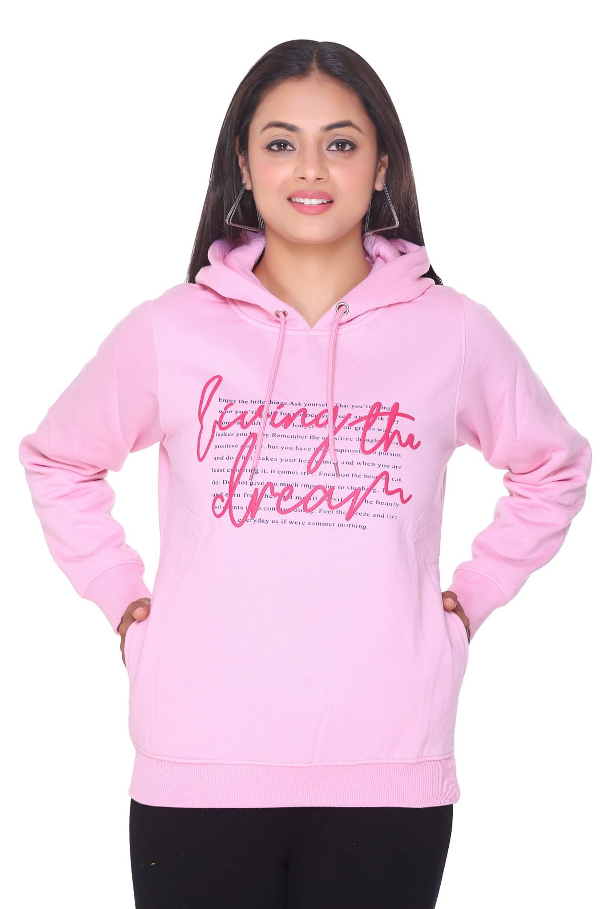 Ree Line Fleece Pink Hooded Sweatshirt Ree Line Fleece Pink Hooded Sweatshirt
