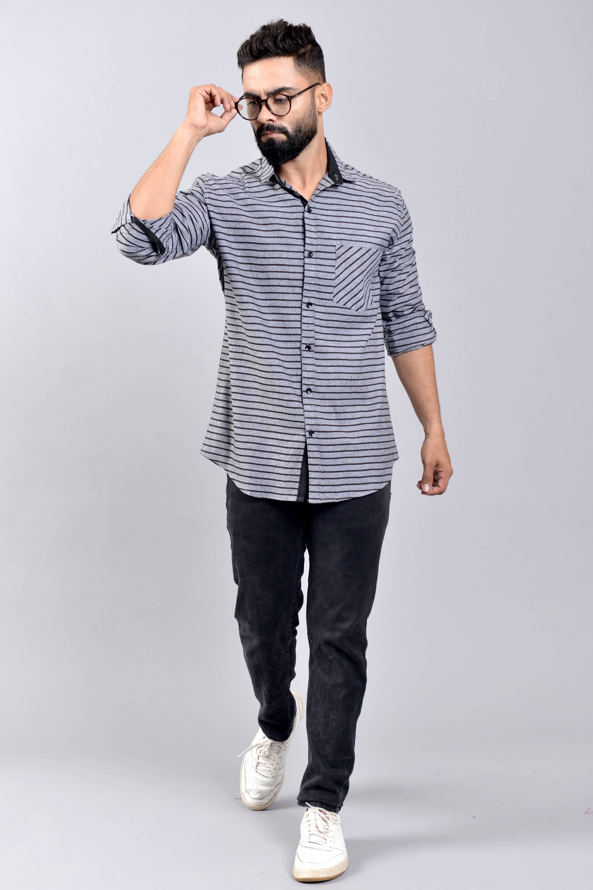 ZAMAISHA - Grey 100% Cotton Regular Fit Men's Casual Shirt ( Pack of 1 )