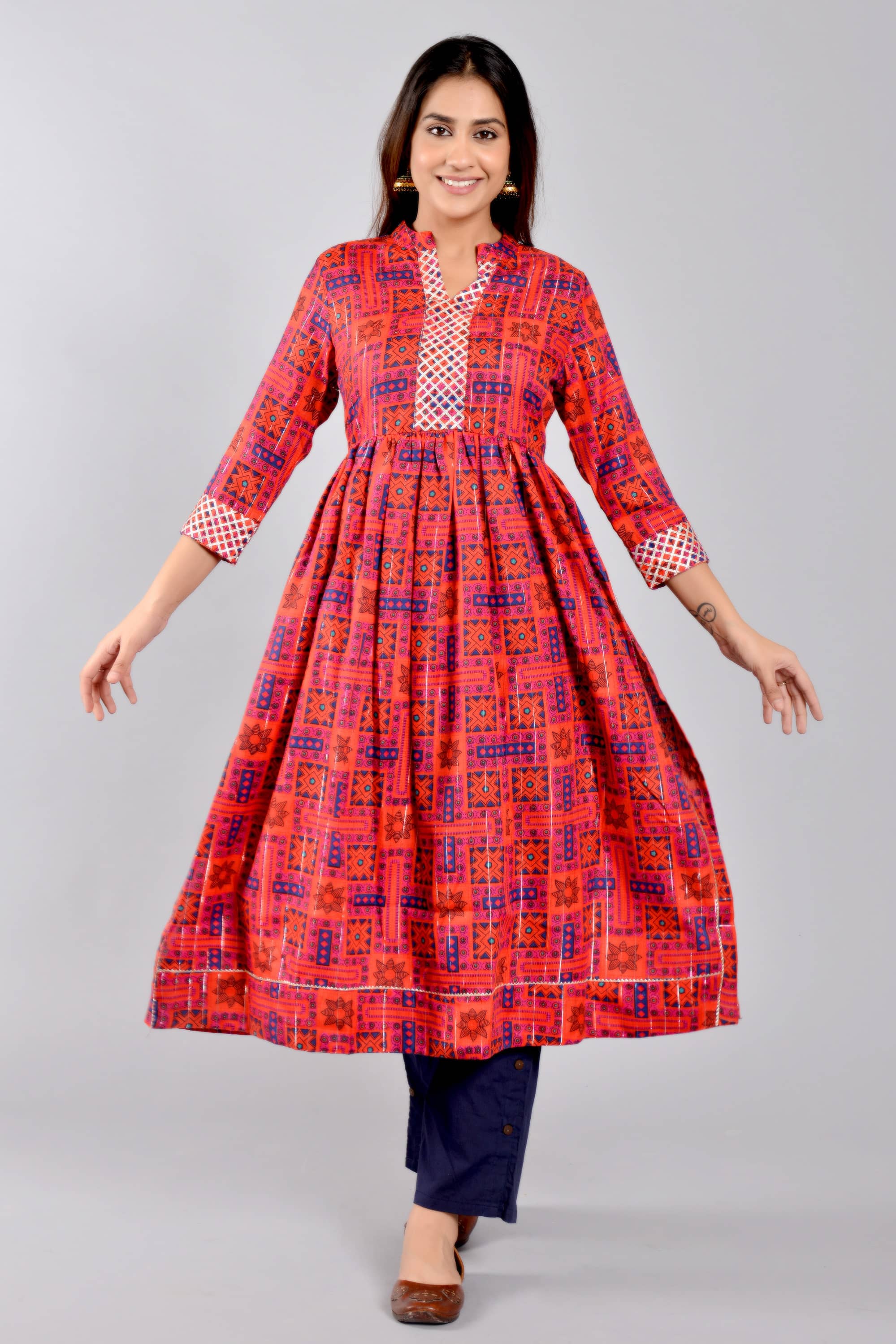 ZAMAISHA - Red Rayon Women's Anarkali Kurti ( Pack of 1 ) - Kurtis, Tunics | Buy online on ZillyBuy