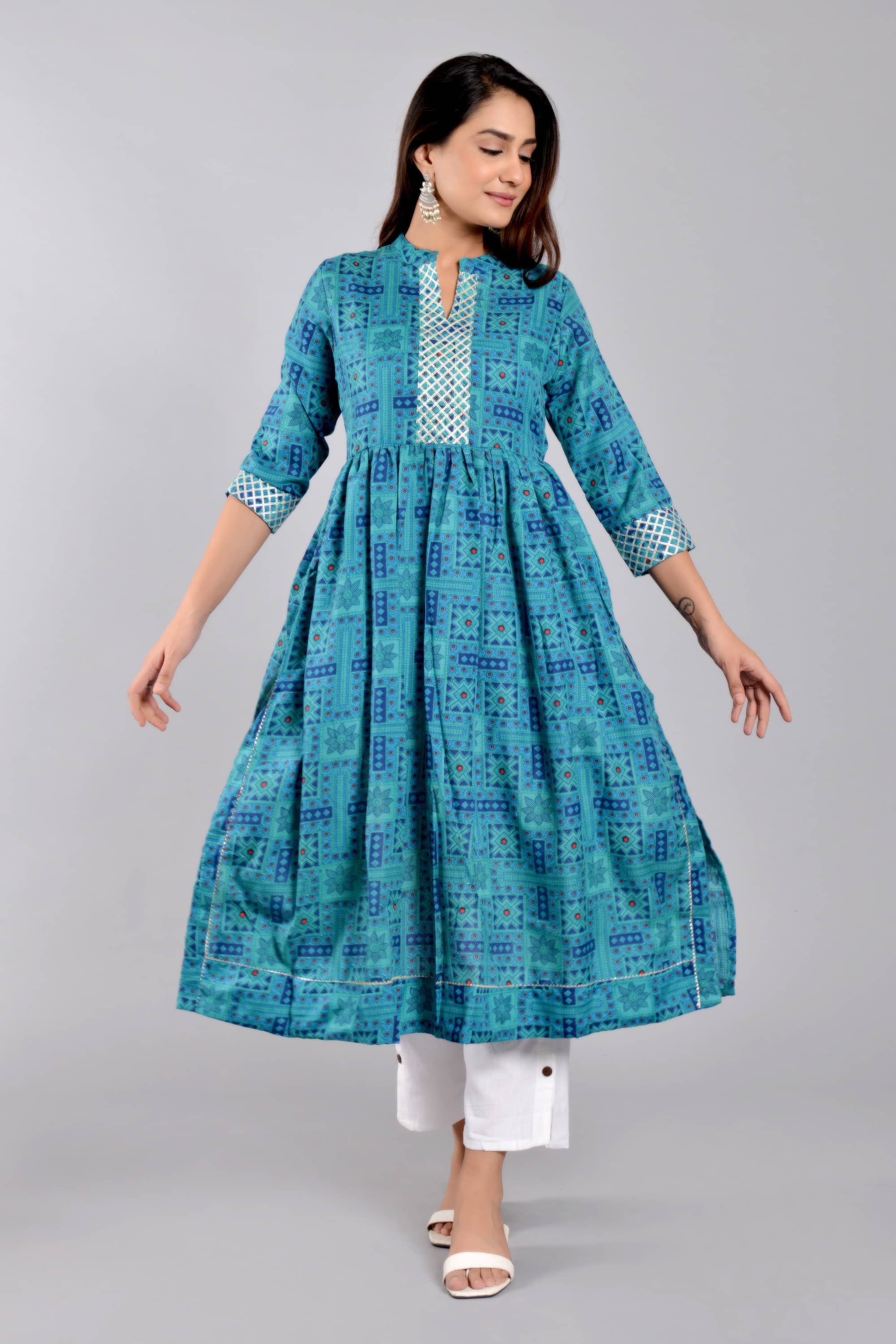 ZAMAISHA - Teal Rayon Women's Straight Kurti ( Pack of 1 ) - Kurtis, Tunics | Buy online on ZillyBuy