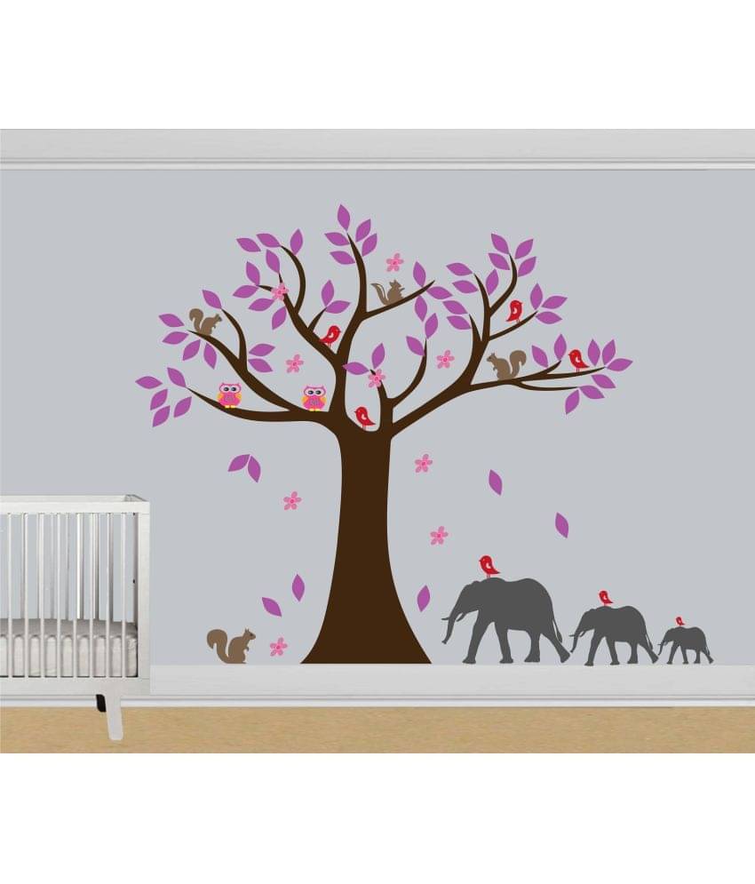 Asmi Collection Tree Elephant Birds Owl Squirrel Wall Sticker ( 135 x 135 cms ) Asmi Collection Tree Elephant Birds Owl Squirrel Wall Sticker ( 135 x 135 cms )