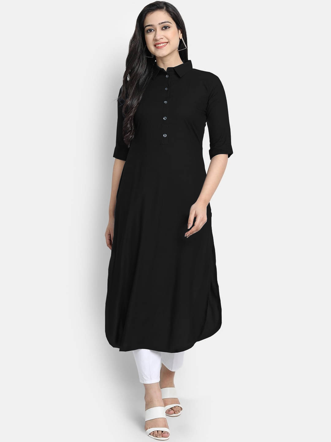     			CARTSHOPY - Black Rayon Women's Straight Kurti ( Pack of 1 )