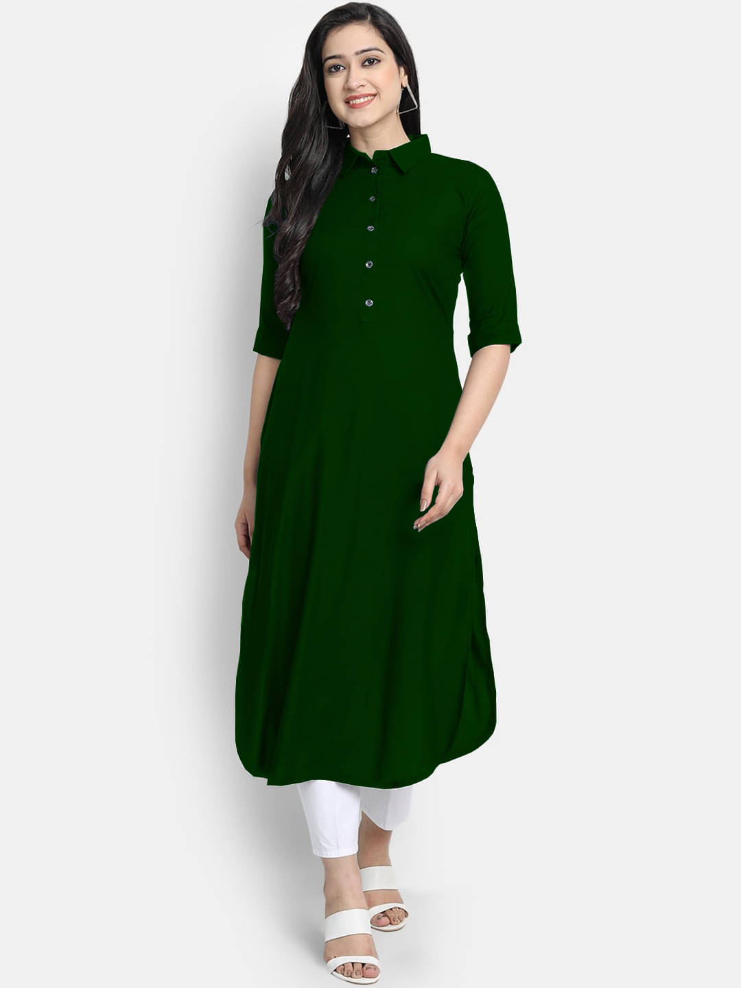     			CARTSHOPY - Green Rayon Women's Straight Kurti ( Pack of 1 )