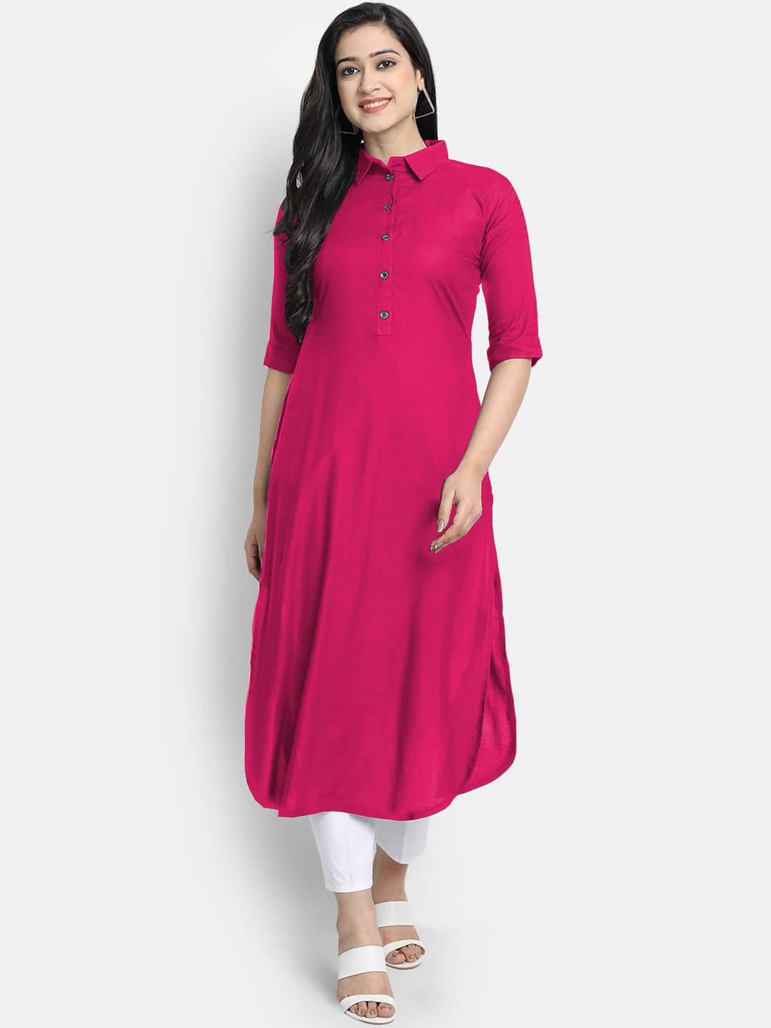     			CARTSHOPY - Pink Rayon Women's Straight Kurti ( Pack of 1 )